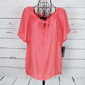 Alyx Semi Sheer Top w/Crochet Detail NWT